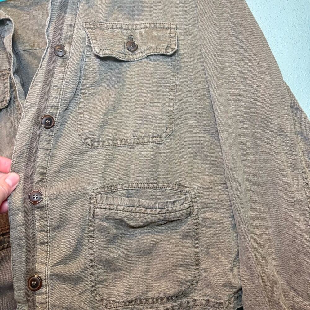 C & C California Army Green Linen Blend Utility Jacket Size Large - Picture 2 of 8